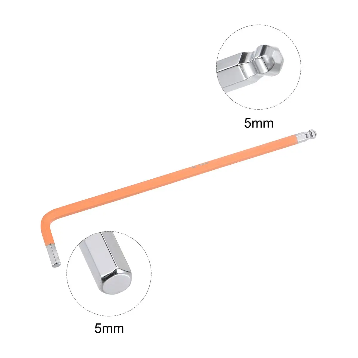uxcell 5mm Ball End Hex Key Wrench, L Shaped Long Arm S2 Steel Repairing Tool 2 Pcs | Durable Alloy Steel, Confined Space Access - view 3