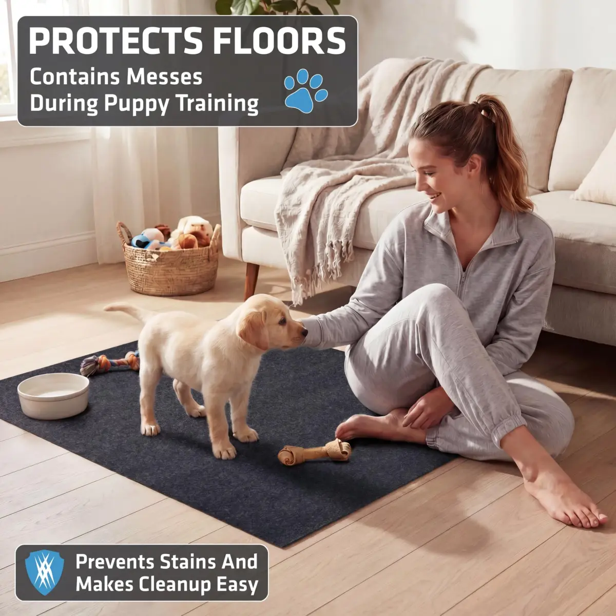 Drymate Washable Dog Pee Pads 74cm x 91cm (29"x36") | 2-Pack Charcoal Reusable Pet Training Potty Mats - view 2