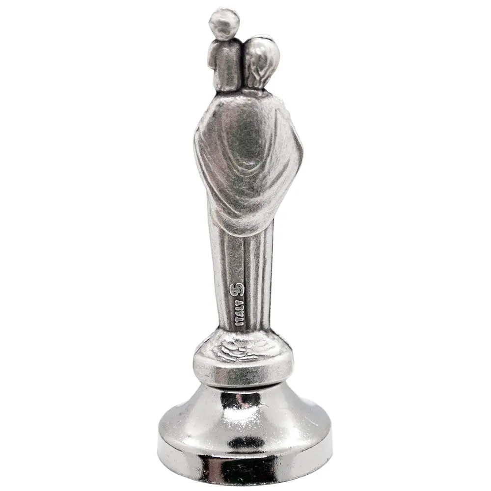 Village Gift Importers Silver Figurine | Classic Christian Saint Statue | Made in Italy | Car Dashboard Decor - view 2