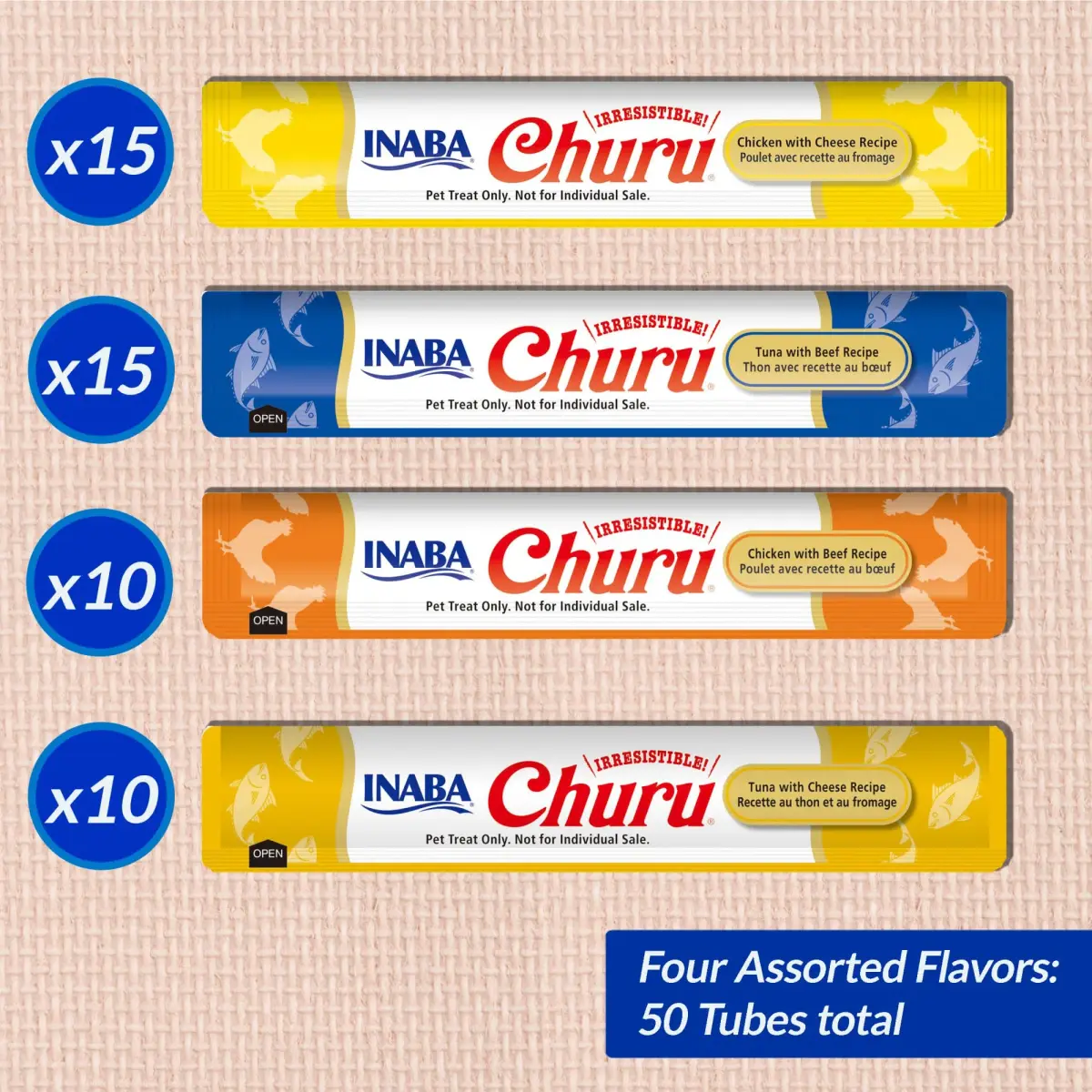 INABA Churu Cat Treats Beef & Cheese Variety 50 Tubes | High Moisture, Low Calorie Lickable Purée - view 6