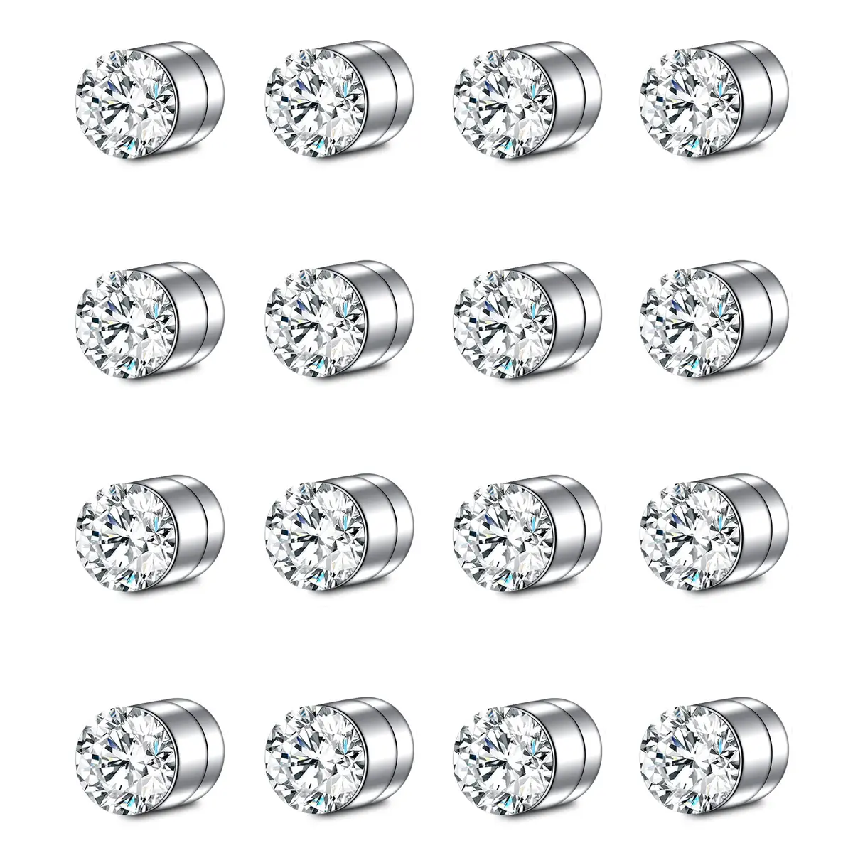 MODRSA Magnetic Nose Studs & Rings 3mm (8 Pairs) | Non-Piercing Faux Jewelry - main product image