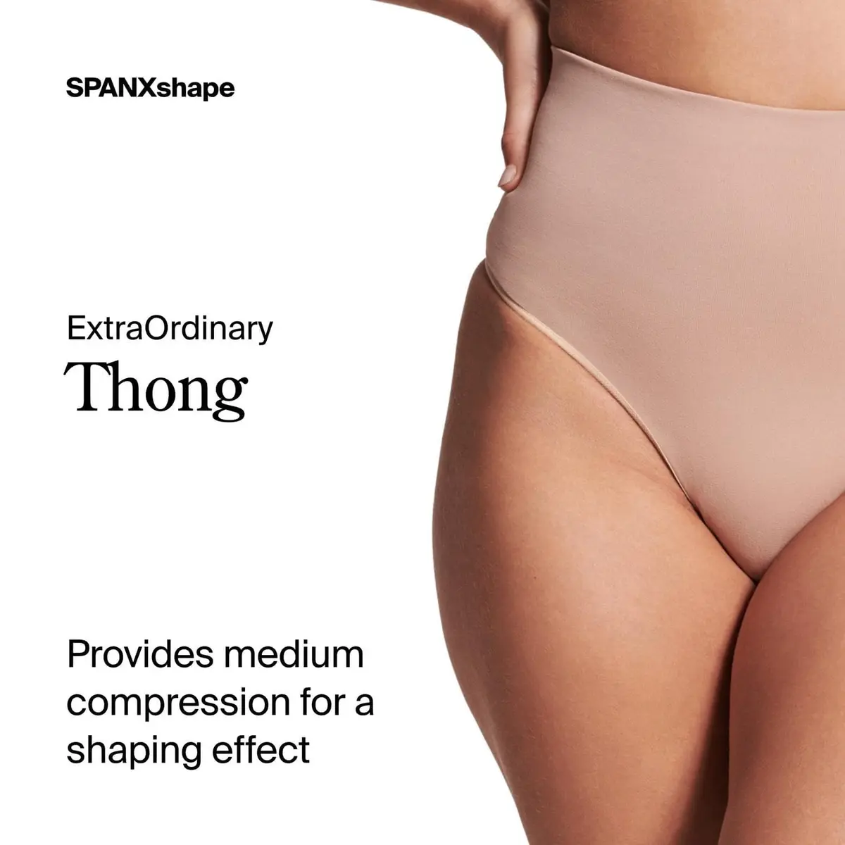 SPANXshape ExtraOrdinary Thong in Toasted Oatmeal XS | Comfortable Support & Seamless Fit - view 3