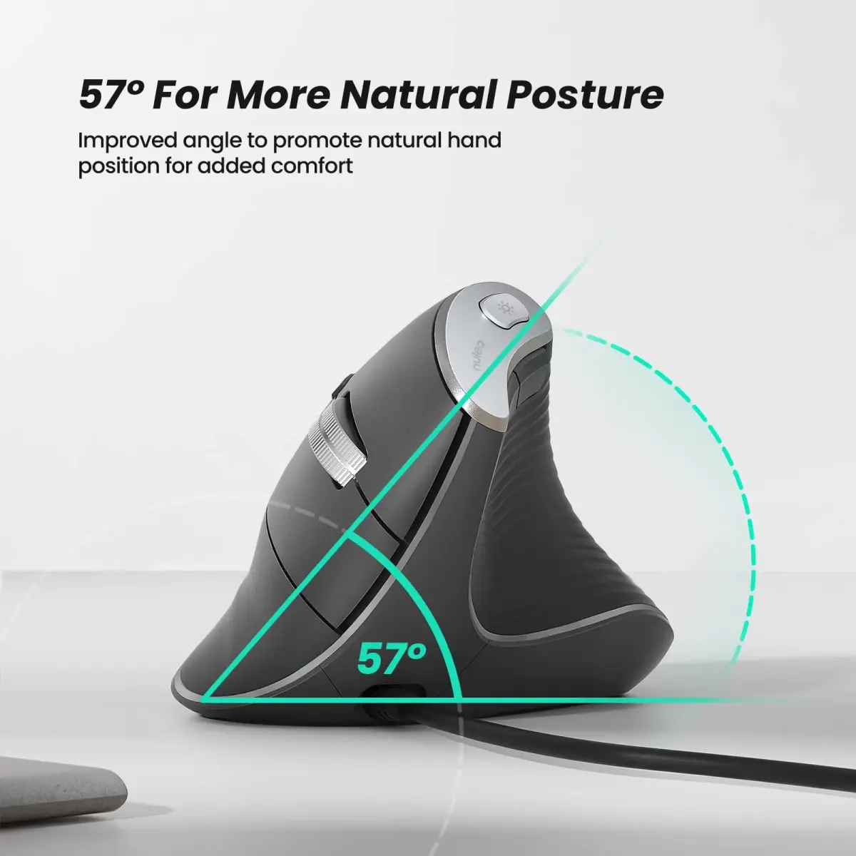 Nulea M504 Wired Vertical Mouse with RGB Lighting | 3200 DPI Optical Sensor - view 3