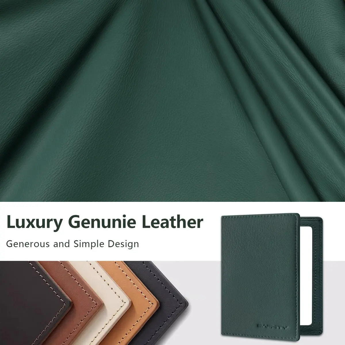 BAPHITY Genuine Leather RFID Blocking Passport Holder Wallet with Zipper | Green - view 2