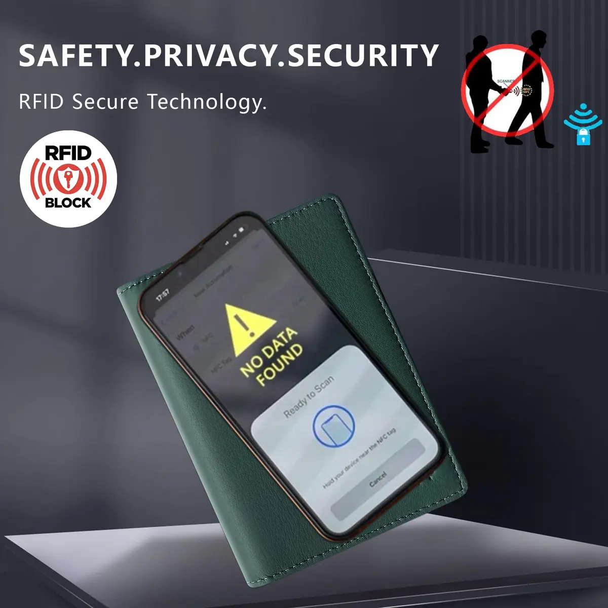 BAPHITY Genuine Leather RFID Blocking Passport Holder Wallet with Zipper | Green - view 4