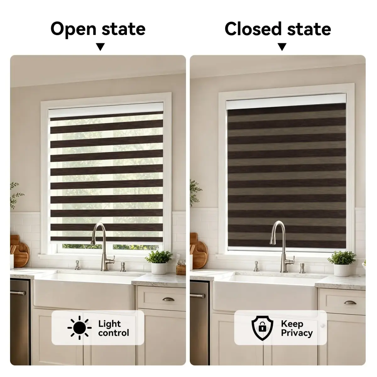 ACMEART Motorized Blackout Zebra Blinds with Remote, Classical Chocolate | Custom Size, Smart Control - view 2
