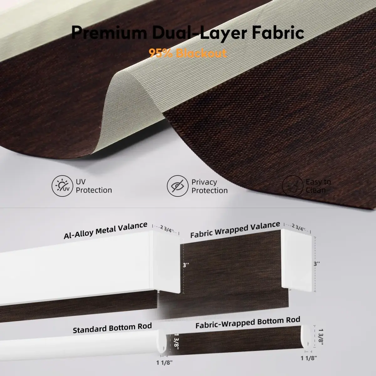 ACMEART Motorized Blackout Zebra Blinds with Remote, Classical Chocolate | Custom Size, Smart Control - view 4