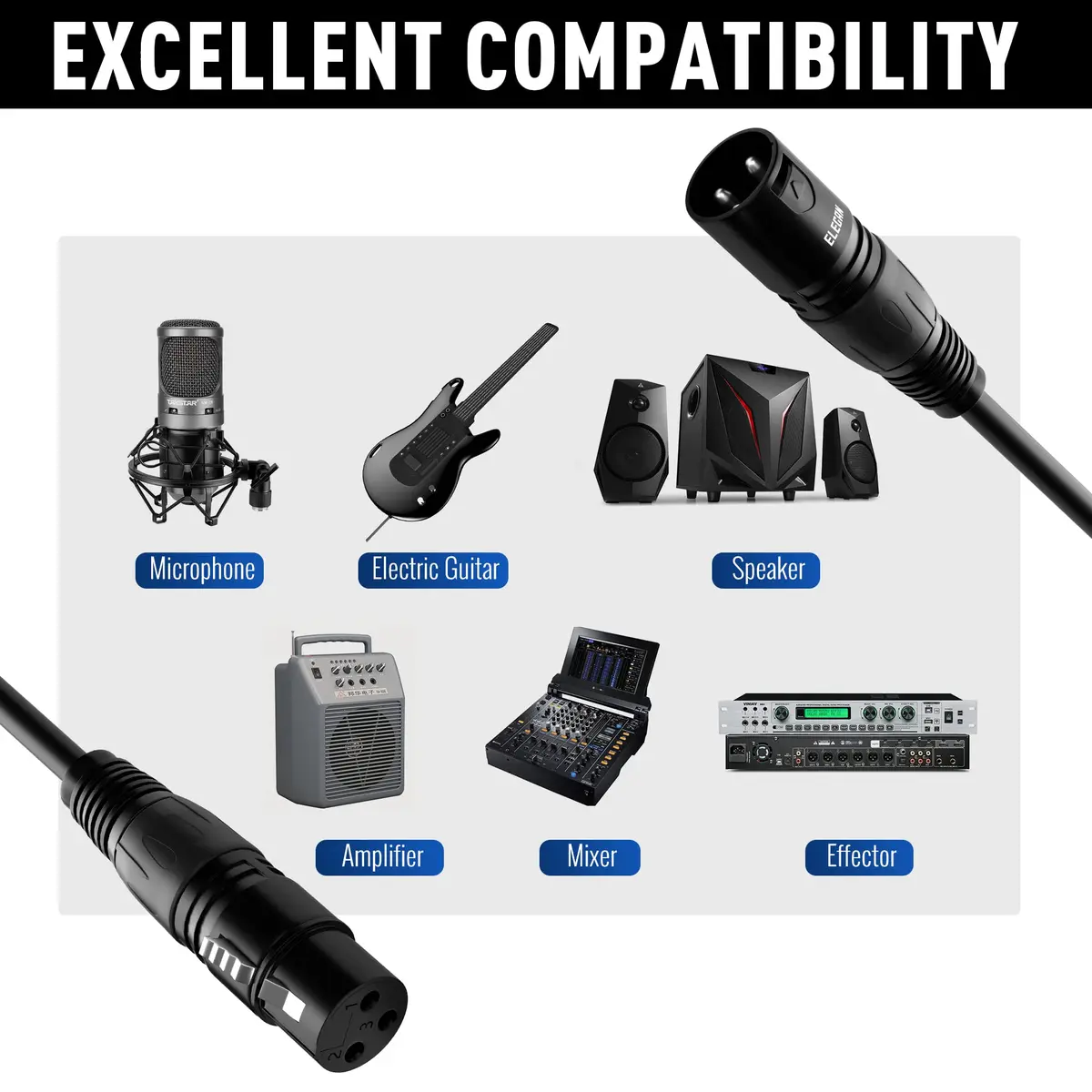 Elecan XLR Microphone Cable 200 Feet | Heavy Duty Balanced Shielded Mic Cord - view 5