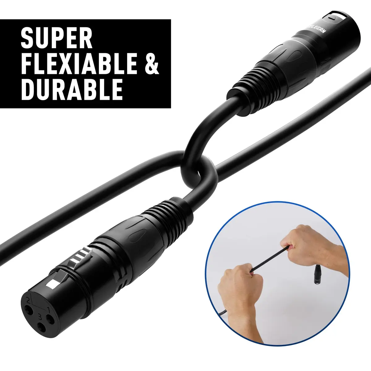 Elecan XLR Microphone Cable 25 Feet | Heavy Duty Shielded 3-Pin - view 4