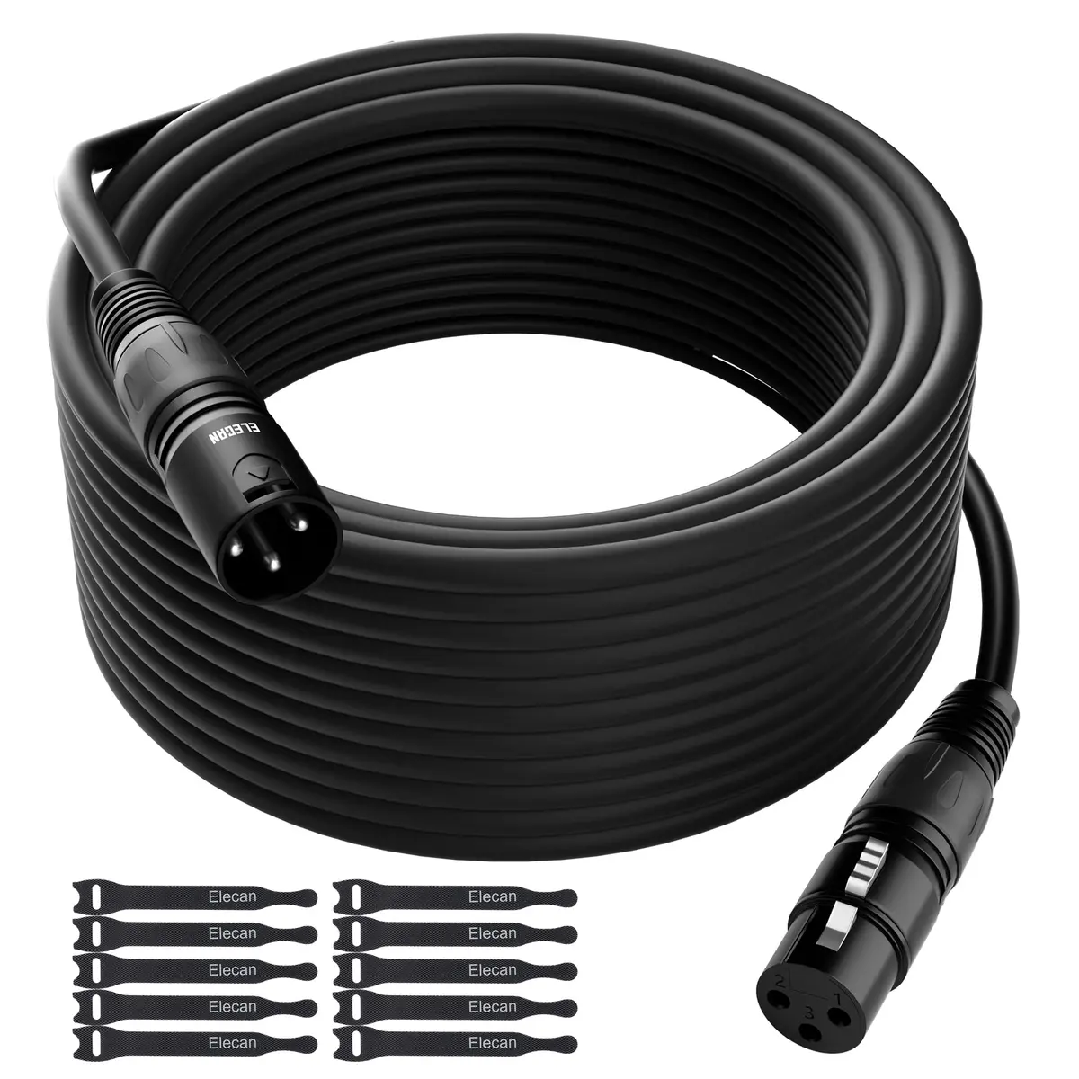 Elecan XLR Microphone Cable 50 Feet | Heavy Duty Balanced Shielded Mic Cord for Stage & Studio - main product image