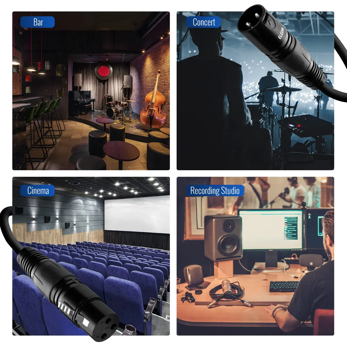 Elecan XLR Microphone Cable 50 Feet | Heavy Duty Balanced Shielded Mic Cord for Stage & Studio - view 6