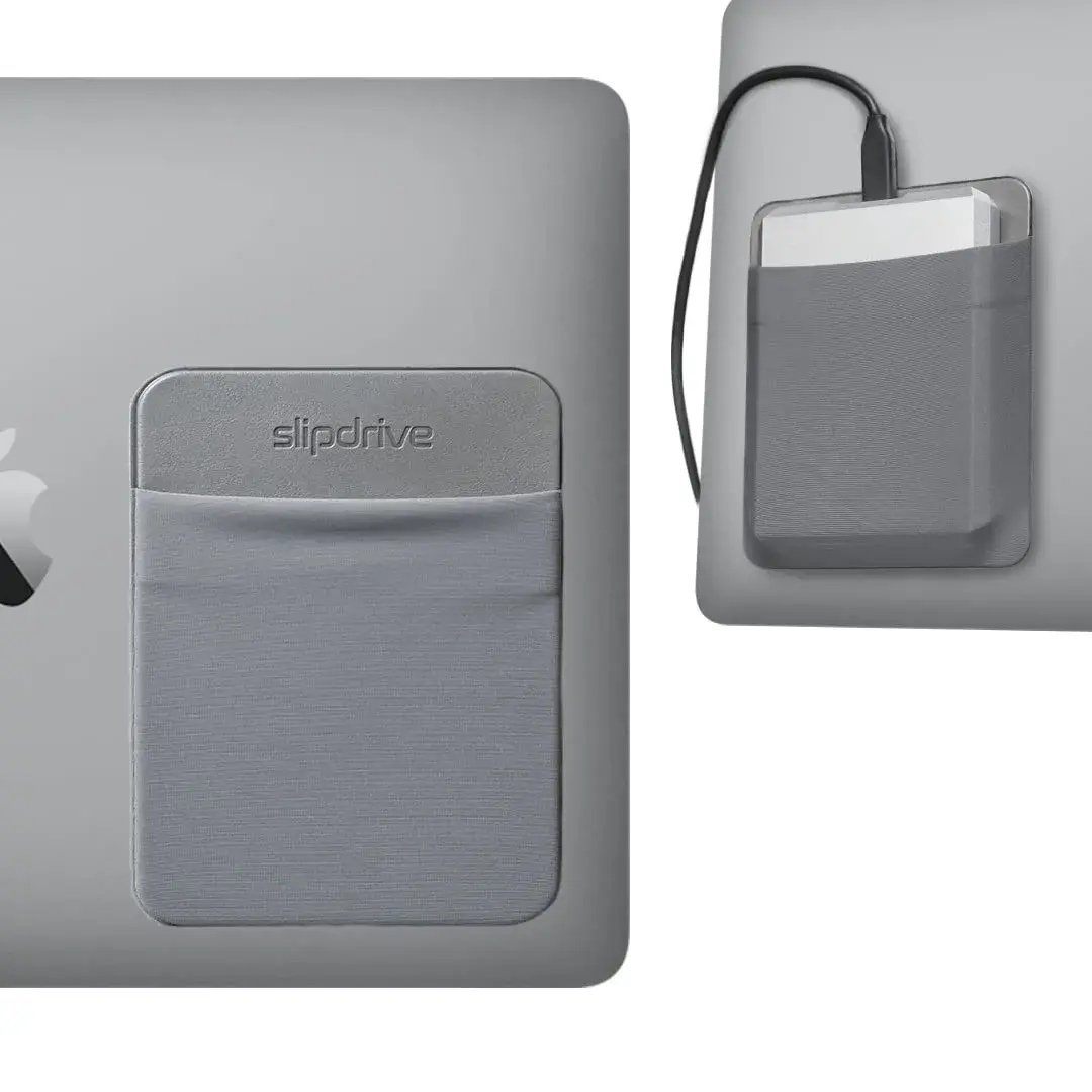 Slipdrive Gray Portable Hard Drive Sleeve for Laptops | 13.97cm x 11.43cm (5.5" x 4.5") Stick-On Case - main product image