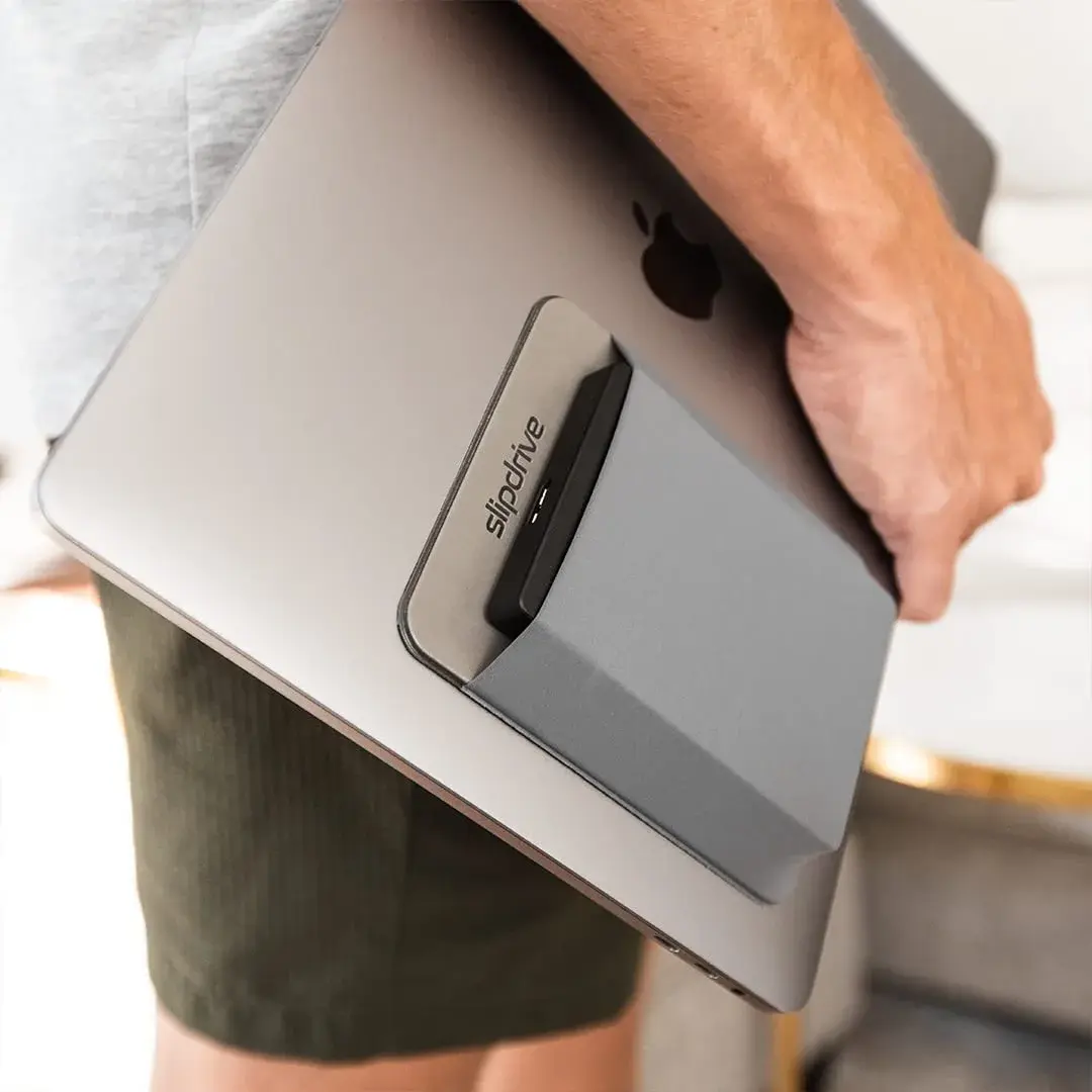 Slipdrive Gray Portable Hard Drive Sleeve for Laptops | 13.97cm x 11.43cm (5.5" x 4.5") Stick-On Case - view 5