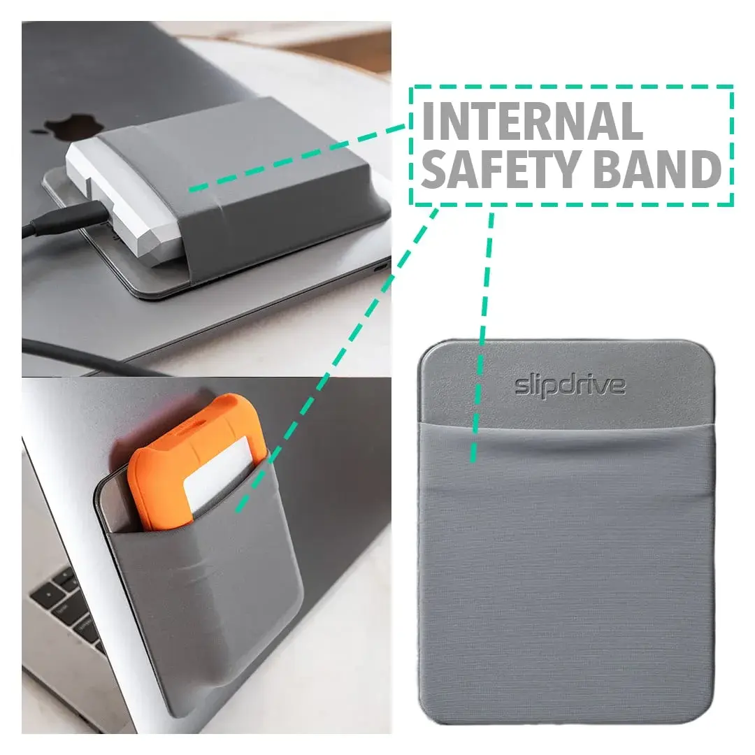 Slipdrive Gray Portable Hard Drive Sleeve for Laptops | 13.97cm x 11.43cm (5.5" x 4.5") Stick-On Case - view 3