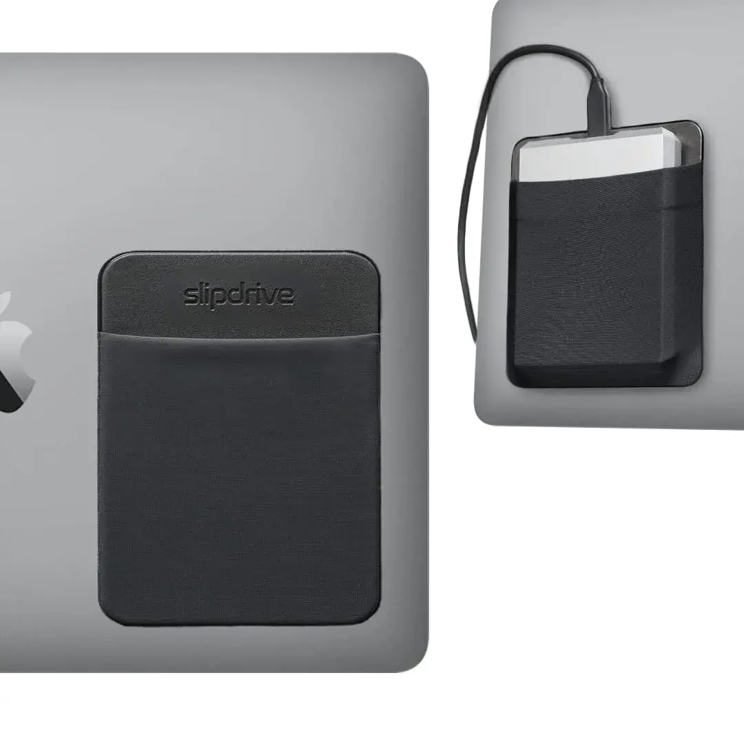 Slipdrive Black Portable Hard Drive Sleeve for Laptops | Stick-on External HDD Case 12.7cm x 10.16cm - main product image