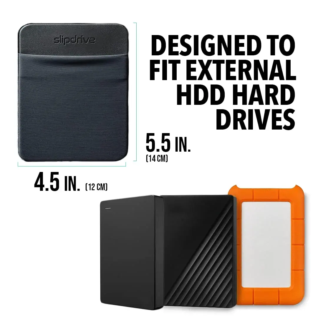 Slipdrive Black Portable Hard Drive Sleeve for Laptops | Stick-on External HDD Case 12.7cm x 10.16cm - view 2