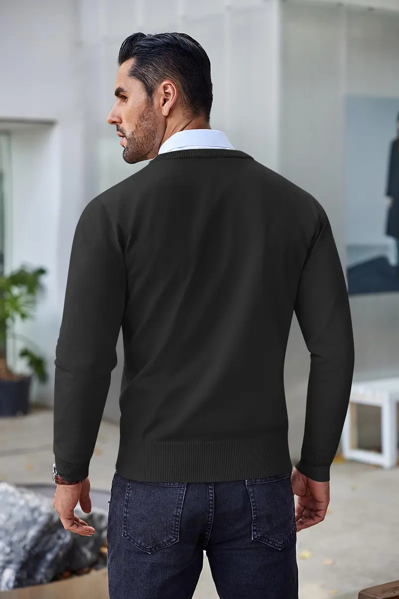 COOFANDY Men's Casual Cotton Crewneck Pullover Sweater - Black, 3X-Large (135.6 cm) - view 3