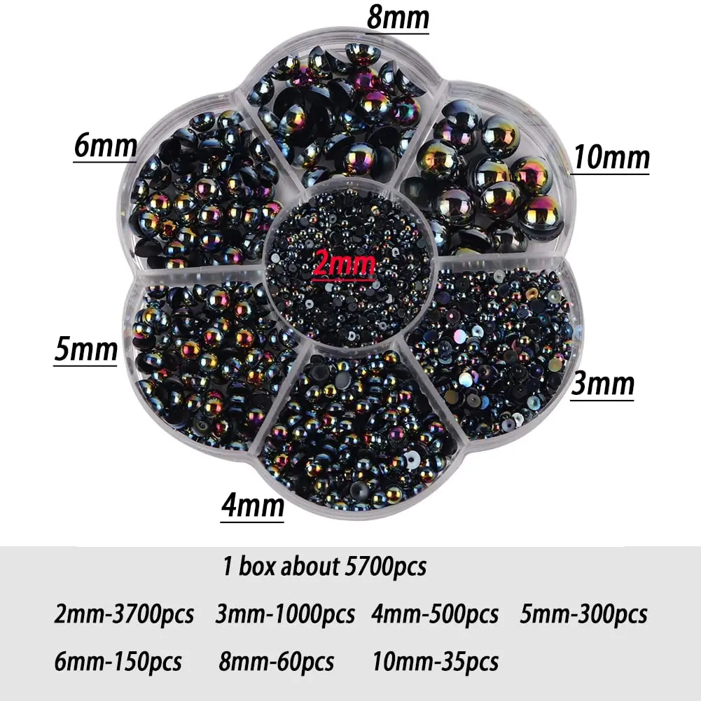 BLAAROOM Half Pearls for Crafts 2mm-10mm | Flatback DIY Nail Art & Jewelry (70-120 chars) - view 2