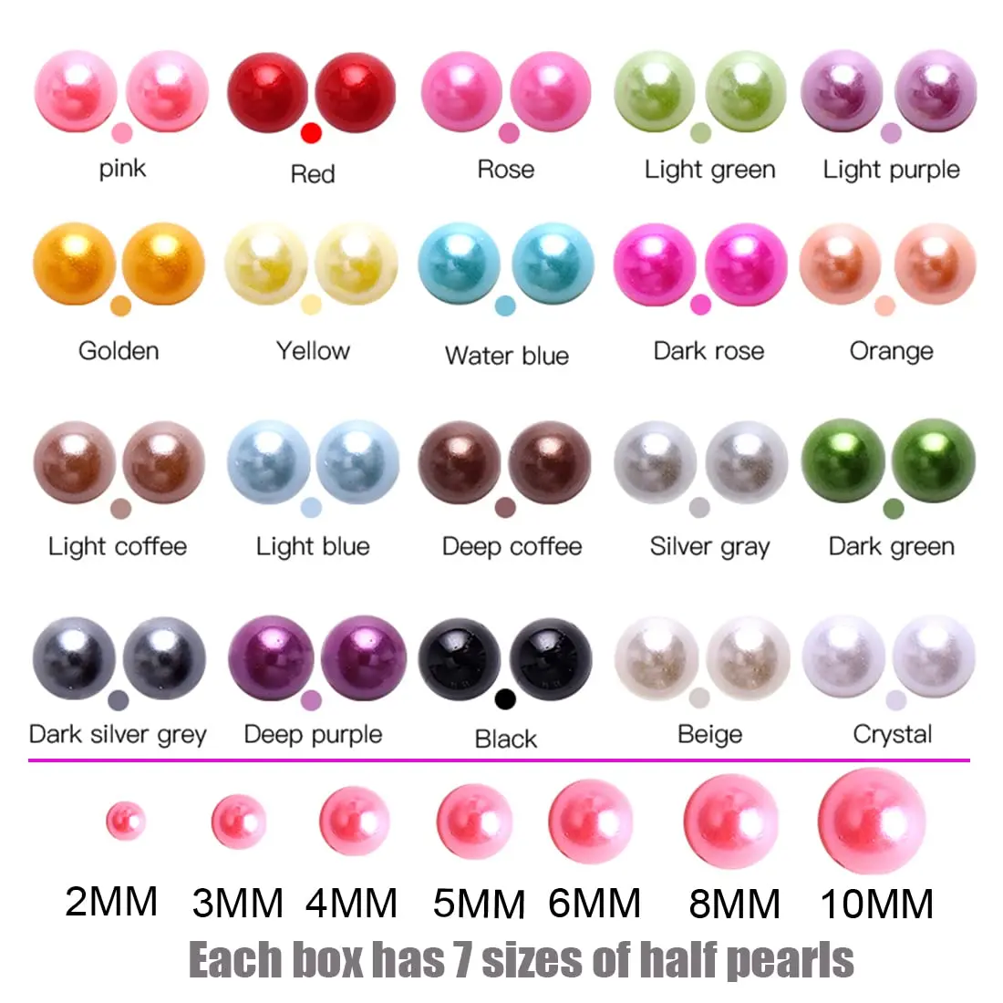 BLAAROOM Half Pearls for Crafts 2mm-10mm | Flatback DIY Nail Art & Jewelry (70-120 chars) - view 4