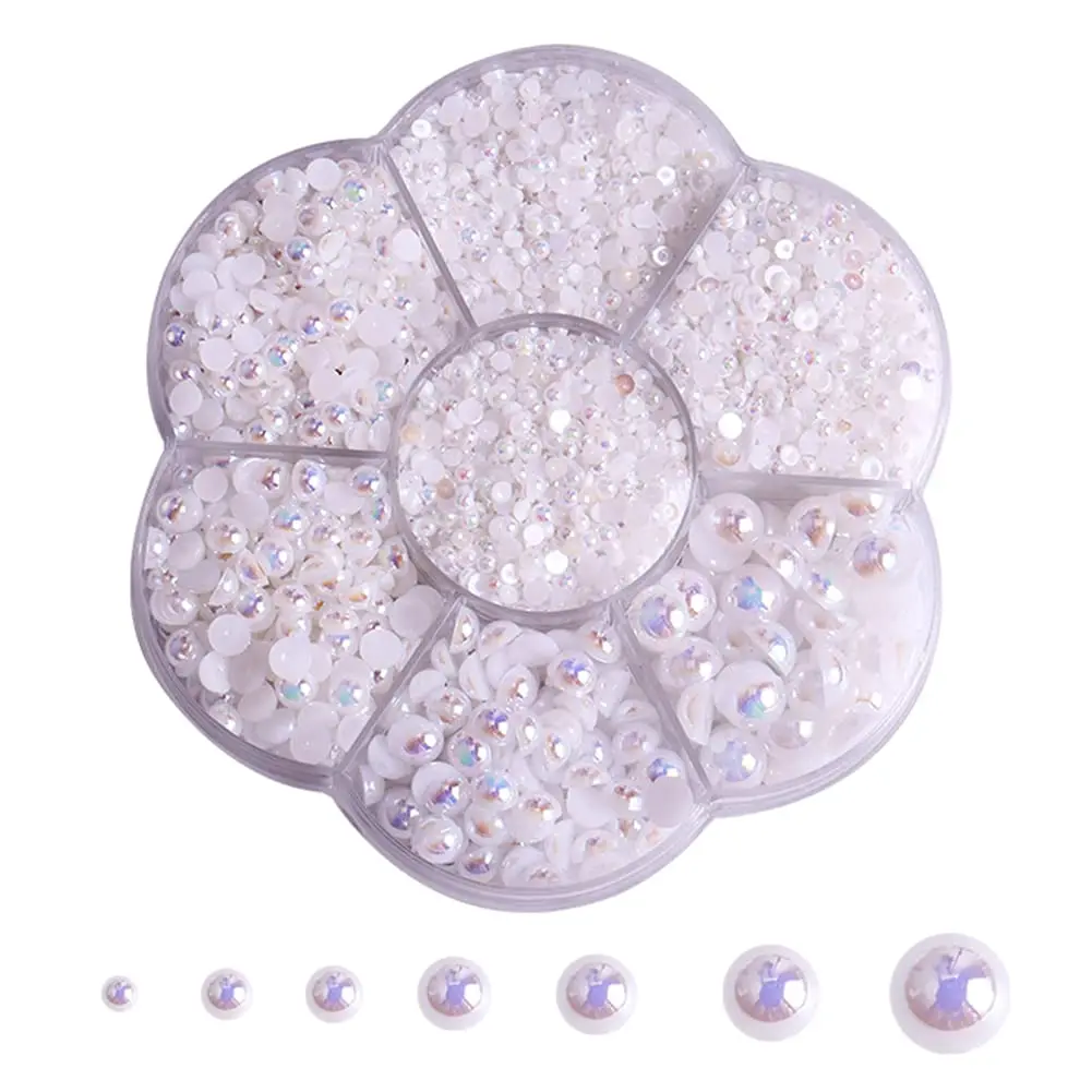 BLAAROOM 5800Pcs Half Pearls for Crafts 2mm-10mm | AB White Flatback DIY Art Embellishments - main product image