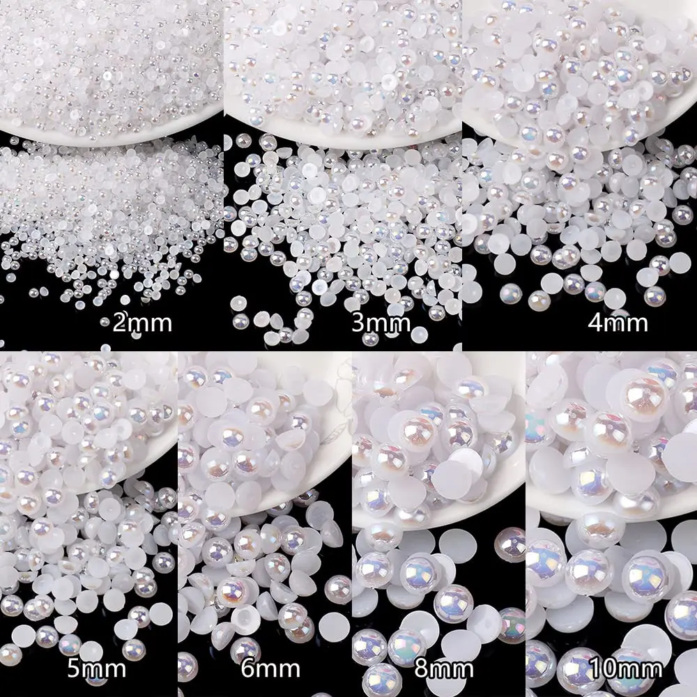 BLAAROOM 5800Pcs Half Pearls for Crafts 2mm-10mm | AB White Flatback DIY Art Embellishments - view 5