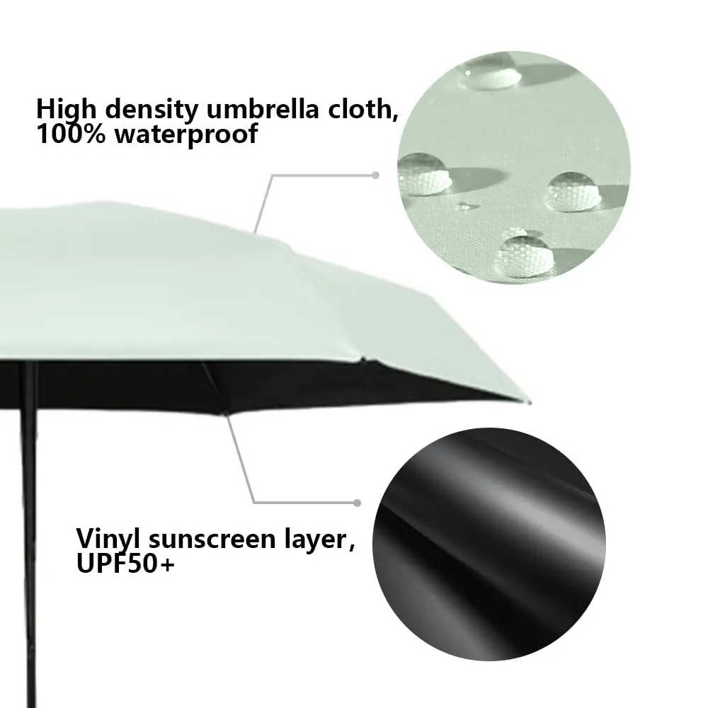 ESUFEIR Mini Sun Umbrella for Purse with Case, Green 14 cm (5.5 in) | UPF 50+ UV Protection - view 8