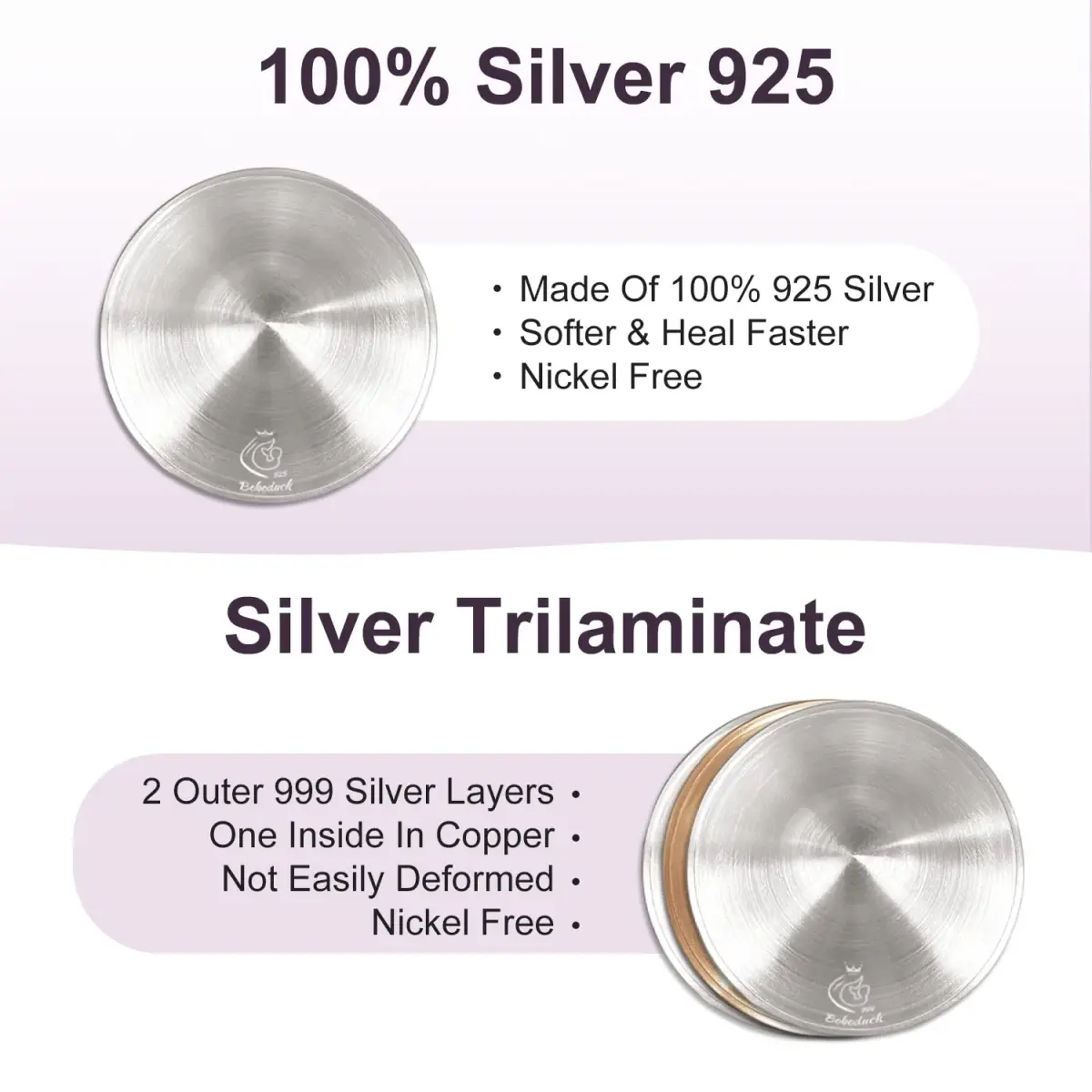 Boboduck Silver Nipple Shields for Nursing Newborn - Large Size | Pure Silver, Soothes Sore Nipples, 2-8 Day Delivery - view 5