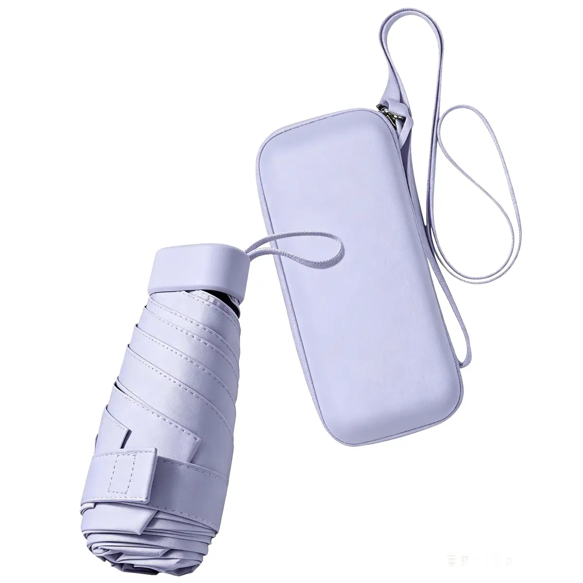 ESUFEIR Mini Sun Umbrella for Purse with Case, Purple | UPF 50+ UV Protection, 35" Canopy - main product image
