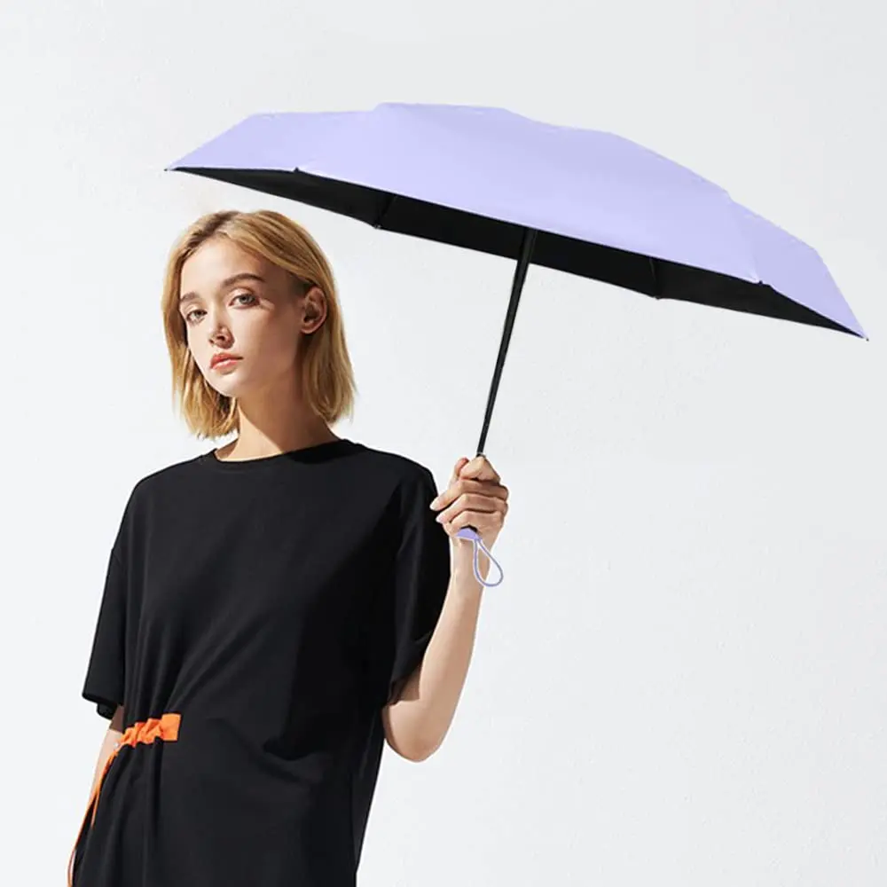 ESUFEIR Mini Sun Umbrella for Purse with Case, Purple | UPF 50+ UV Protection, 35" Canopy - view 7