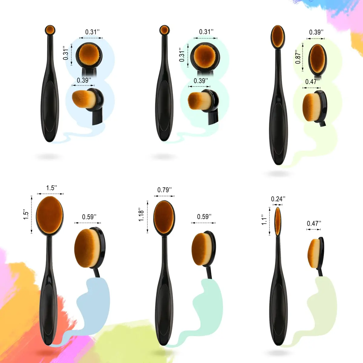 UNIMEIX Blending Brush Set for Card Making 6 Pack Brown | Soft Nylon & Plastic Handle - view 7