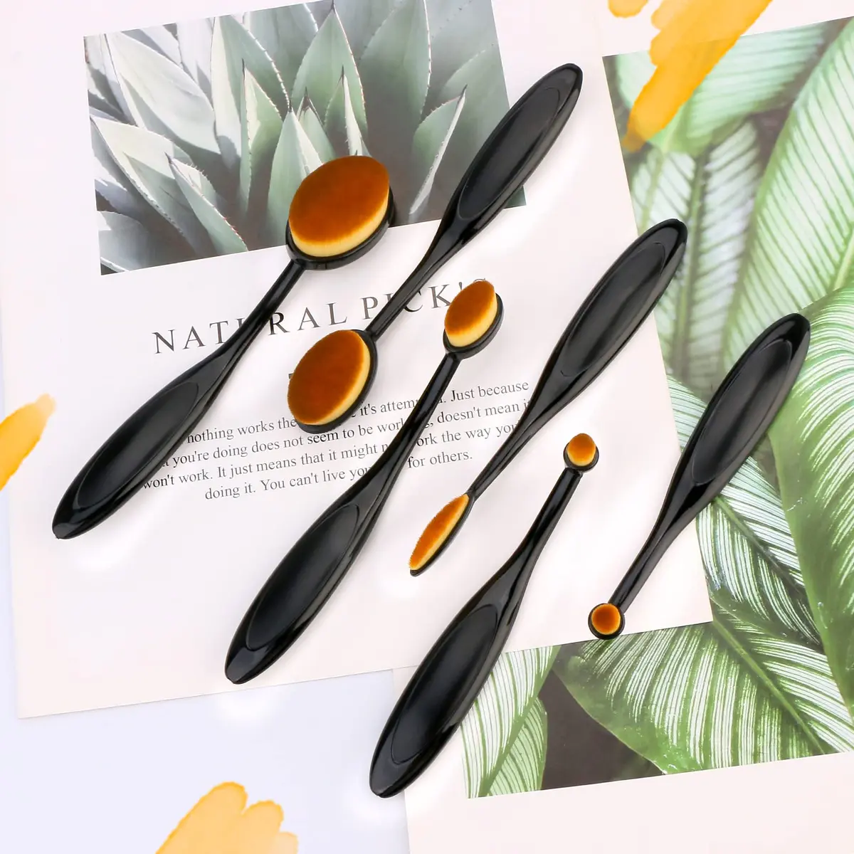 UNIMEIX Blending Brush Set for Card Making 6 Pack Brown | Soft Nylon & Plastic Handle - view 3