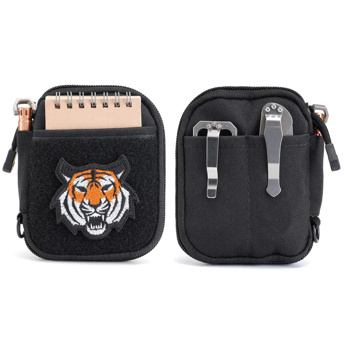 sayram SP1 EDC Pouch Small Nylon Utility Organizer for Men | 8 Pockets, Patches Area, D-Ring, Lightweight (Black) - main product image