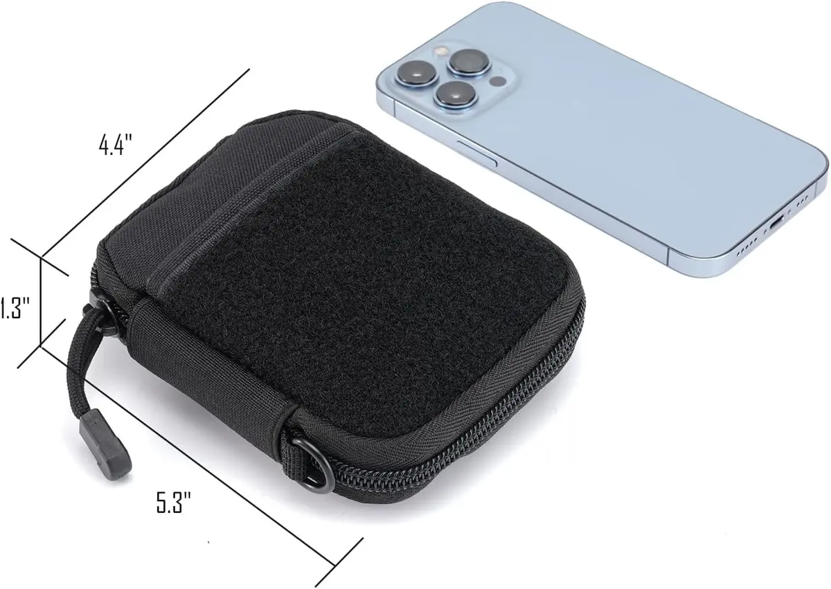 sayram SP1 EDC Pouch Small Nylon Utility Organizer for Men | 8 Pockets, Patches Area, D-Ring, Lightweight (Black) - view 4