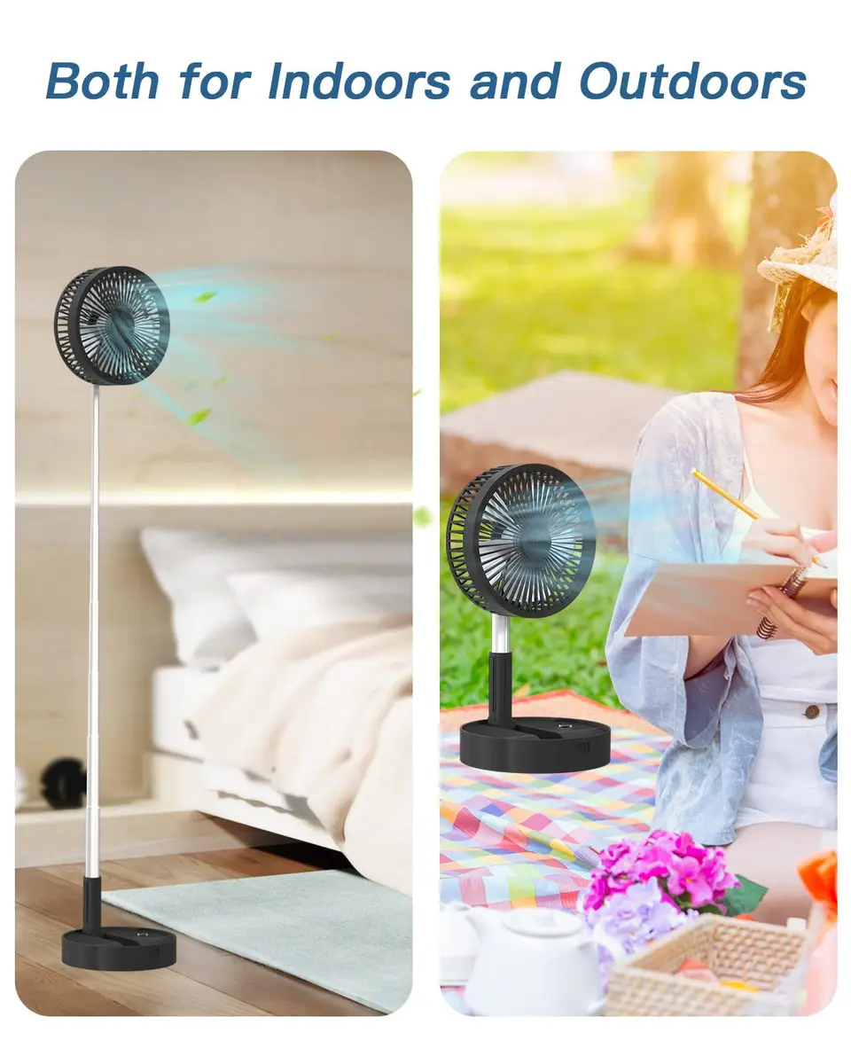AICase Folding Portable Telescopic Fan 94cm-100cm (3.7"-39.3") | USB Desk Fan with 7200mAh Battery & Remote - view 6