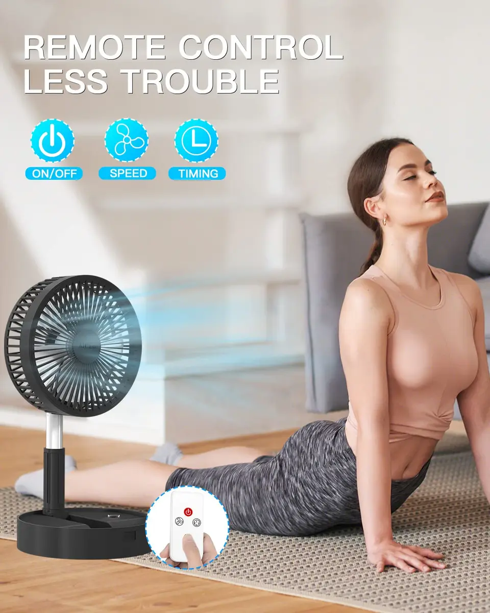 AICase Folding Portable Telescopic Fan 94cm-100cm (3.7"-39.3") | USB Desk Fan with 7200mAh Battery & Remote - view 4