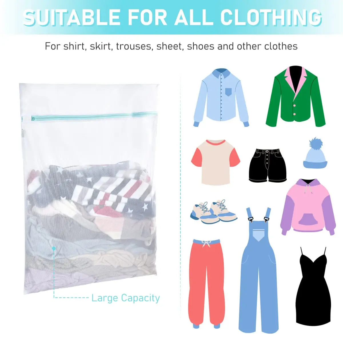 OTraki Large Mesh Laundry Bag 70x90cm (28x35 inch) | Zippered Delicates Net for Machine Washing - view 6