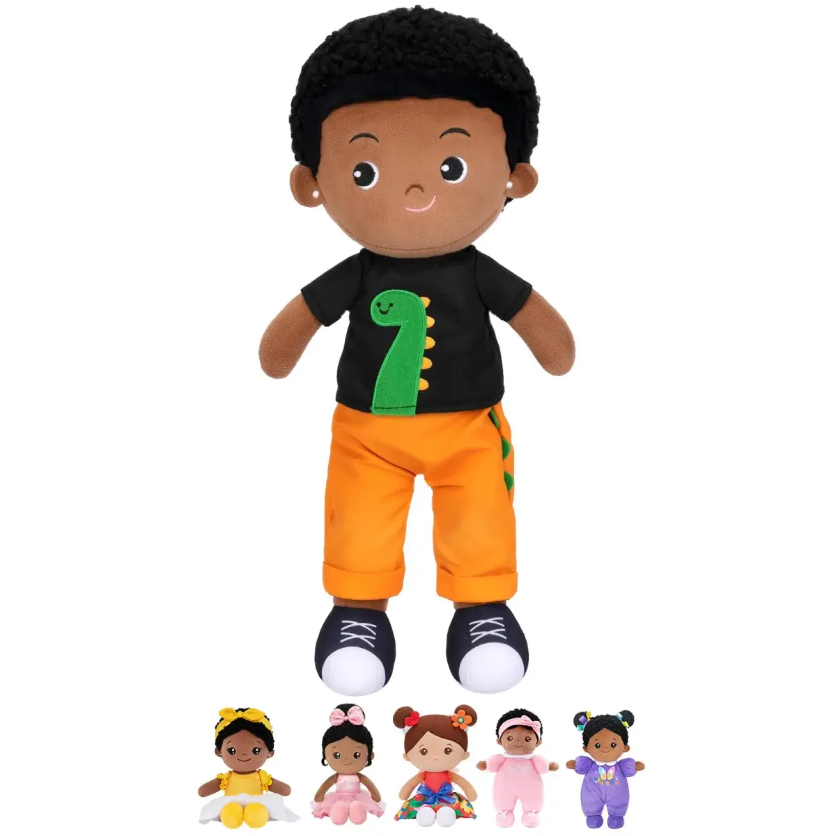 OUOZZZ Soft Black Baby Doll 12.6 Inch (32 cm) | Dinosaur Snuggle Buddy - main product image