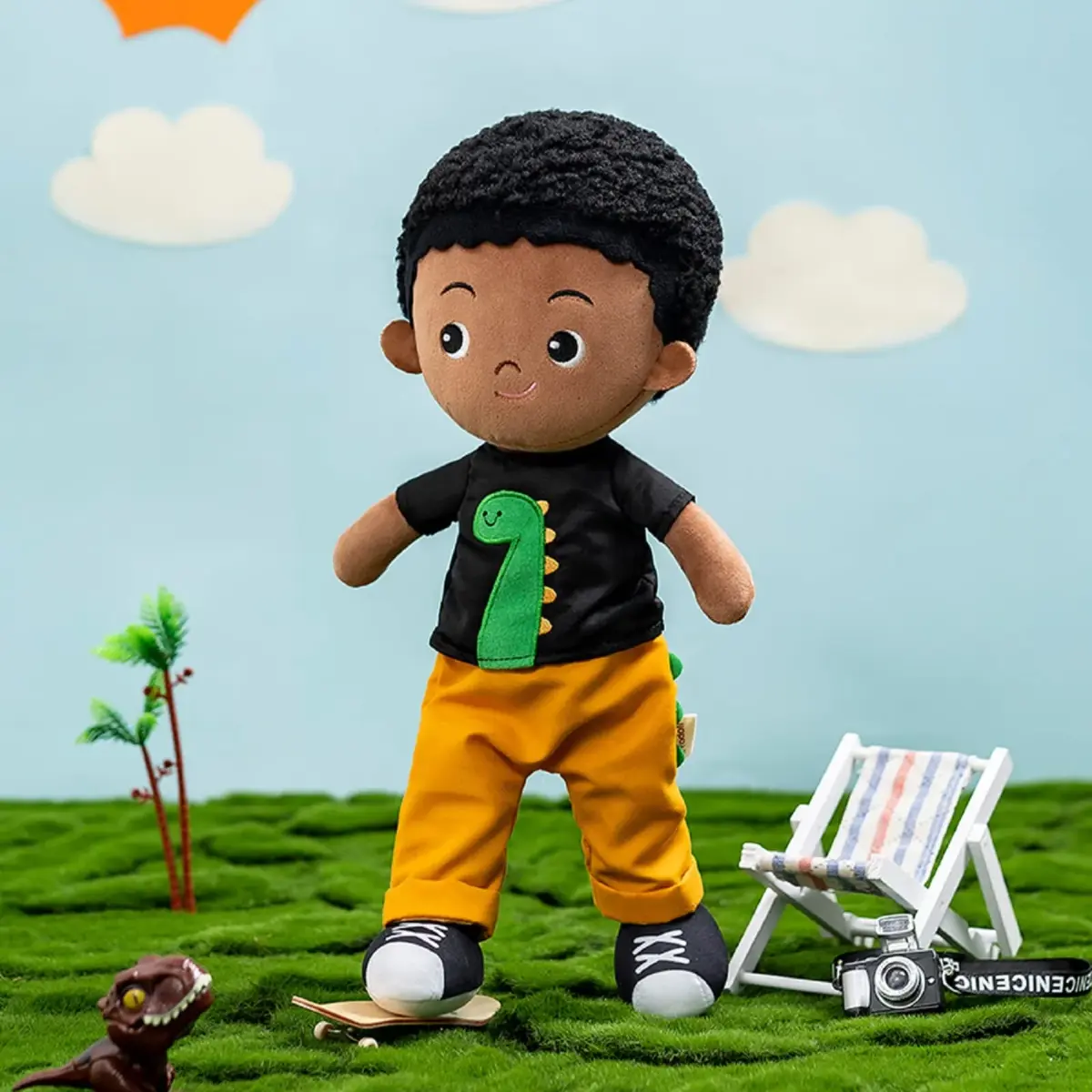 OUOZZZ Soft Black Baby Doll 12.6 Inch (32 cm) | Dinosaur Snuggle Buddy - view 9