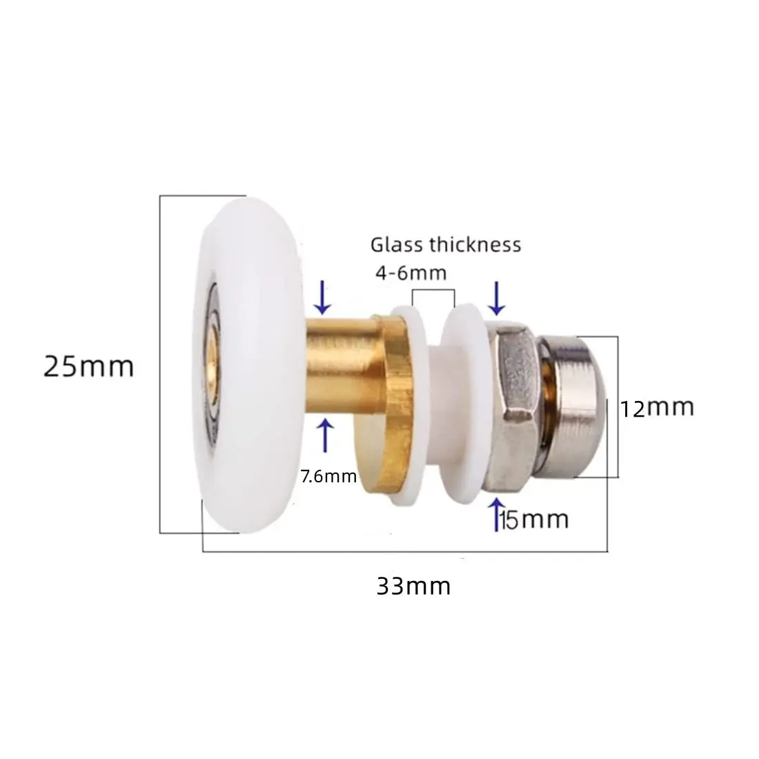 GDQLCNXB Shower Door Rollers 25mm Diameter (4-Pack) | Ultra-Quiet Sliding Pulleys for 4-6mm Glass - view 4