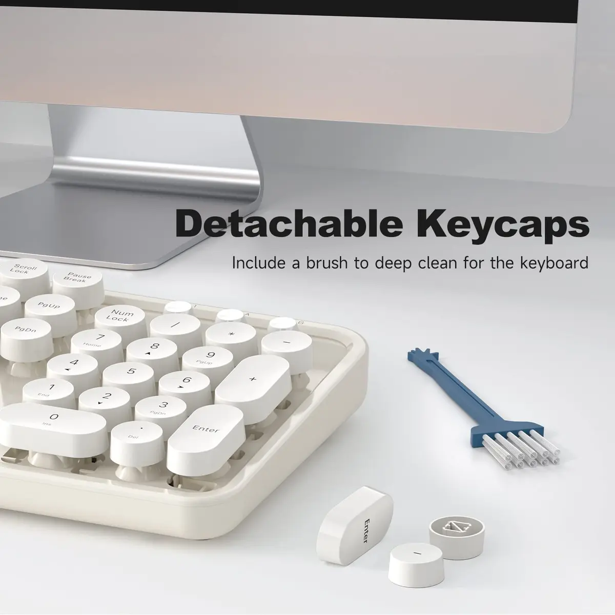 Atelus Retro Typewriter Keyboard Full Size Wired USB Keyboard with Number Pad, 17.52" x 5.12" x 1.38" (Creamy White) | Clicky Switches - view 5
