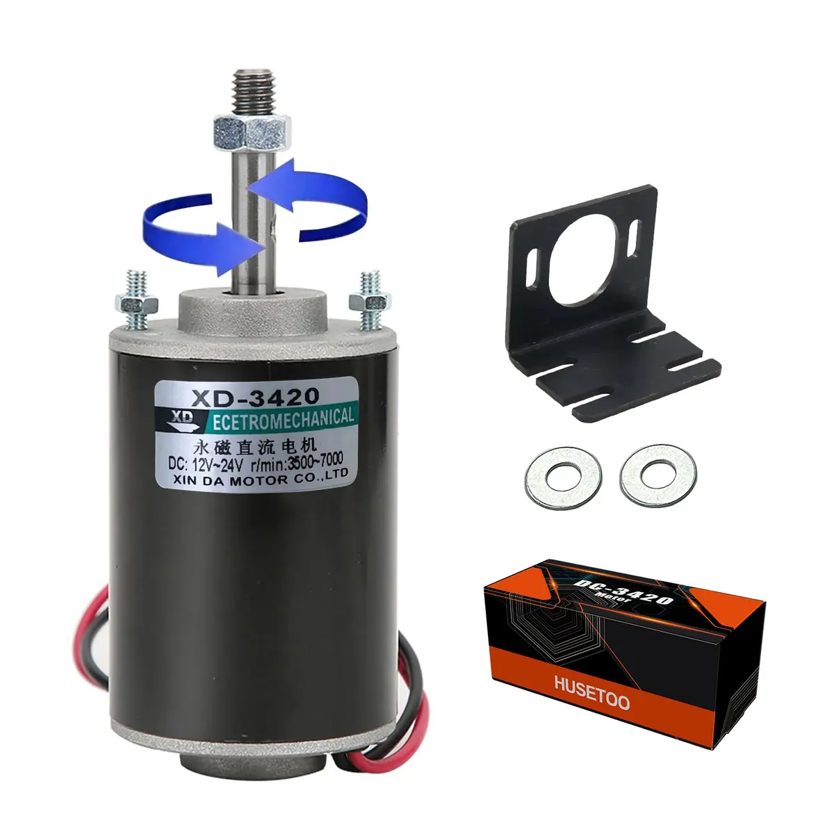 XD-3420 High Torque DC Motor 12 V/24 V | 30W CW/CCW, Mini Generator, DIY - main product image