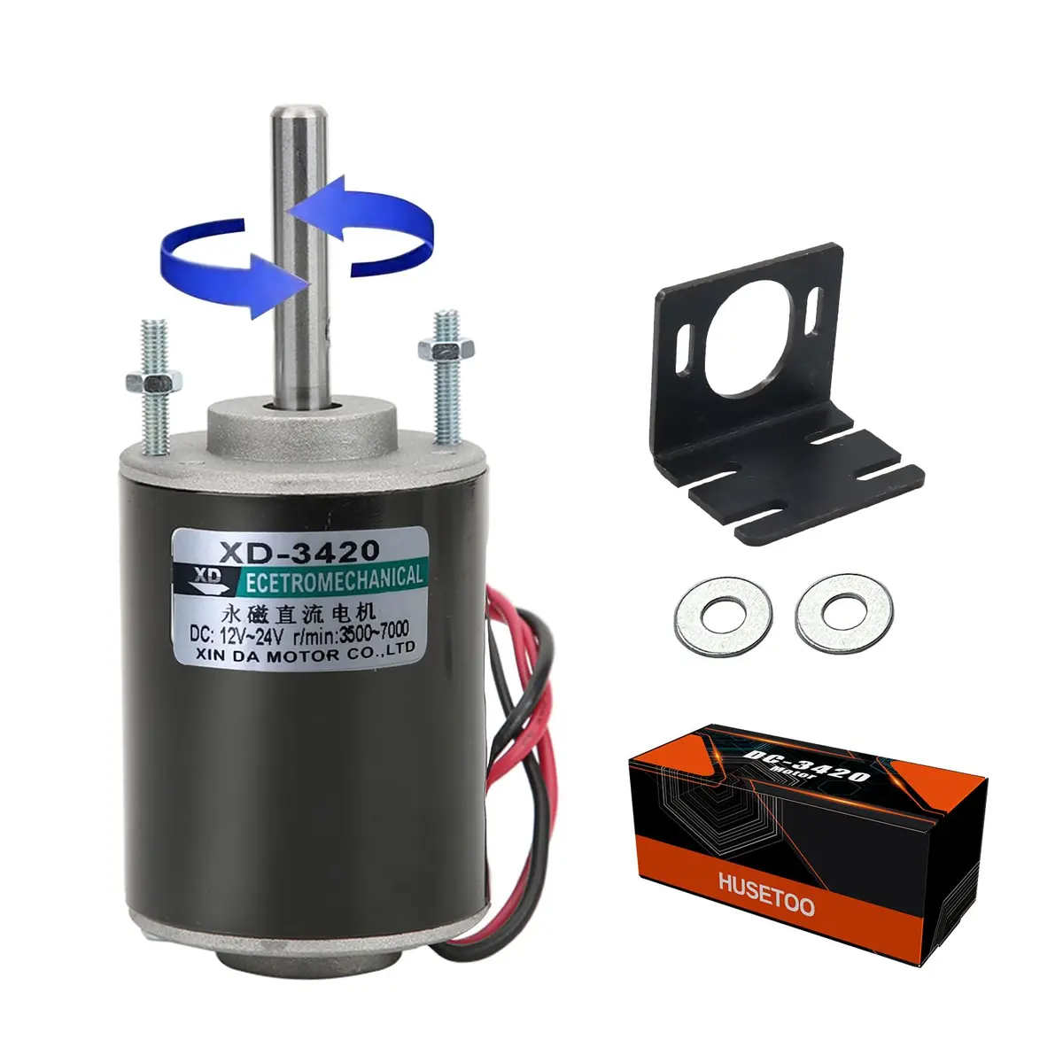 XD-3420 High Torque DC Motor 12 V/24 V | 3500/7000RPM, CW/CCW, DIY Generator - main product image