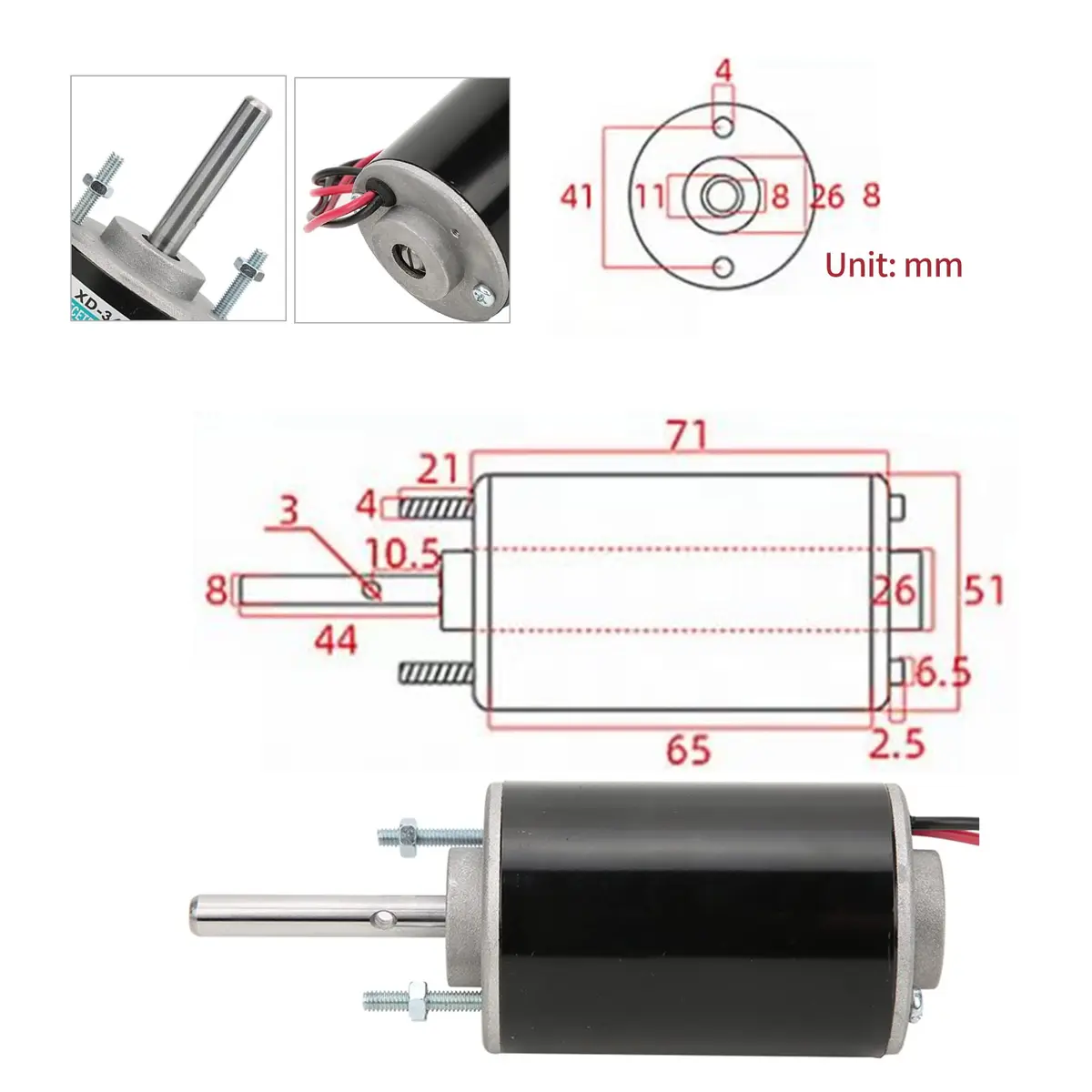 XD-3420 High Torque DC Motor 12 V/24 V | 3500/7000RPM, CW/CCW, DIY Generator - view 2