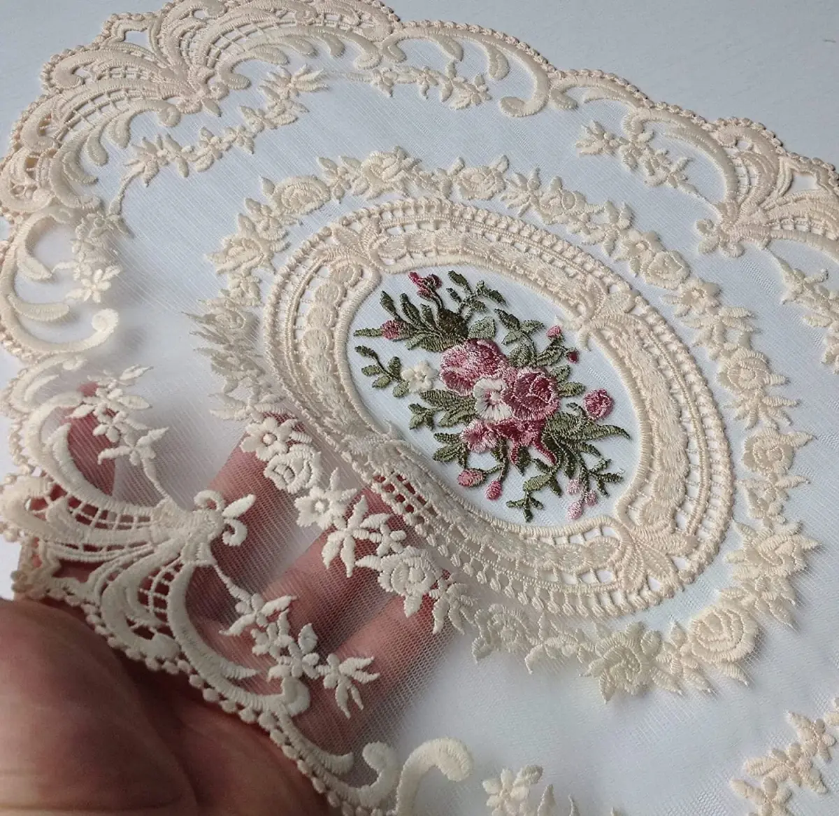 Fiygor Retro Lace Placemats 2-Pack 30x40cm (12x16-in) | Handmade French Crochet Doilies for Dining Tables - view 4
