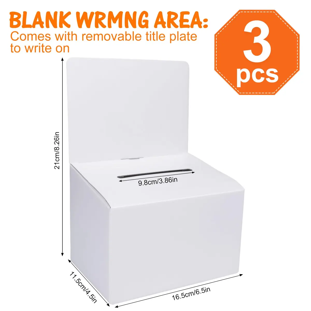 GRAWUN 3 Pack Cardboard Ballot Box with Slot | White Glossy Suggestion Boxes for Office & School Use - view 2