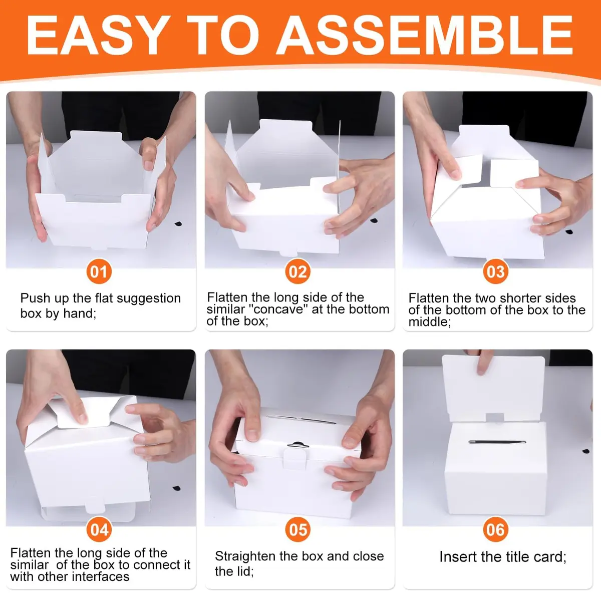 GRAWUN 3 Pack Cardboard Ballot Box with Slot | White Glossy Suggestion Boxes for Office & School Use - view 3