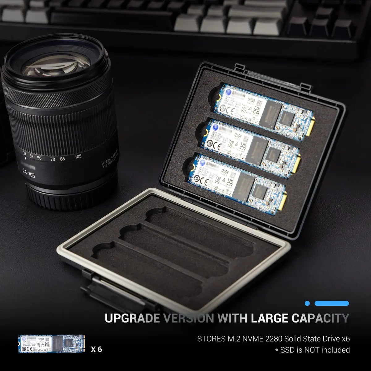 JJC 6-Slot M.2 SSD Storage Case for 6x 2280/2260/2242/2230 NVMe Drives | Water-Resistant & Shockproof - view 6