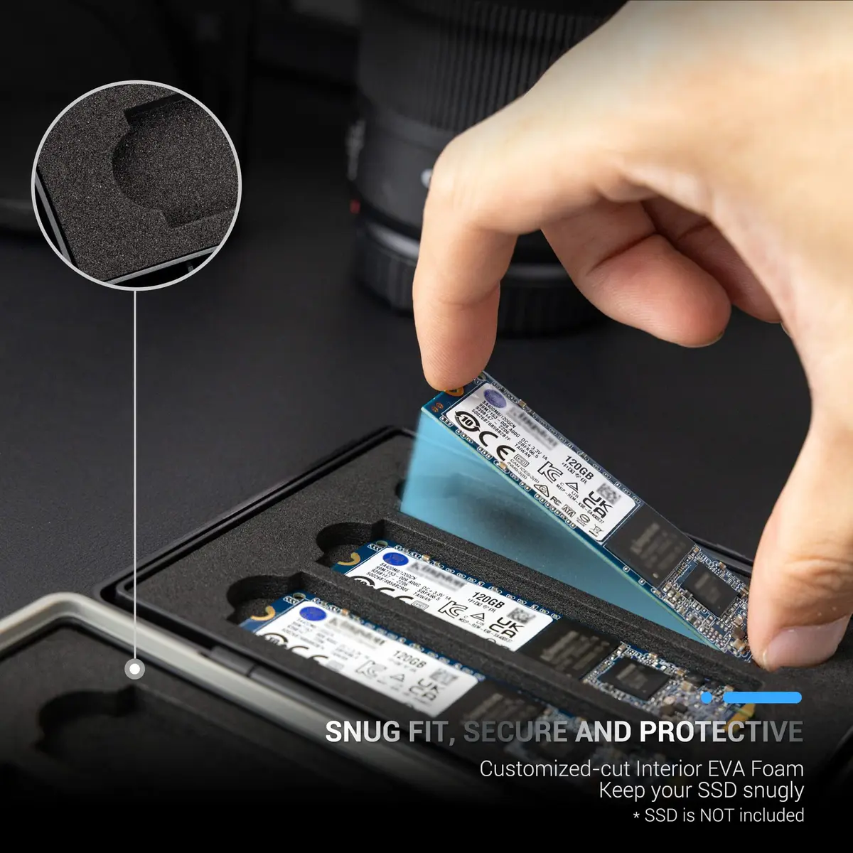JJC 6-Slot M.2 SSD Storage Case for 6x 2280/2260/2242/2230 NVMe Drives | Water-Resistant & Shockproof - view 2