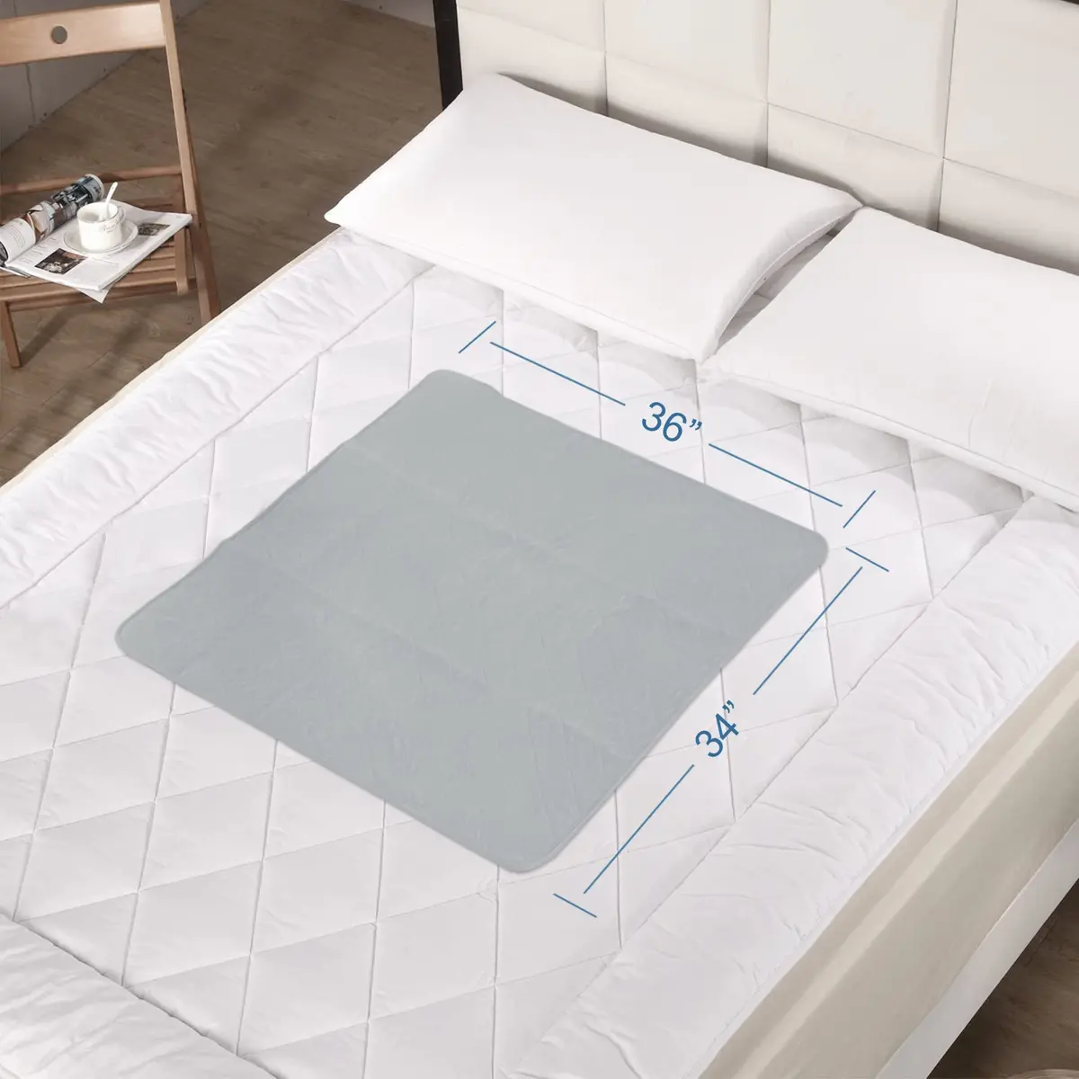 SPRINGSPIRIT Washable Waterproof Bed Pads 34'' x 36'' (2-Pack, Grey) | Absorbent & Non-Slip for Incontinence - view 2