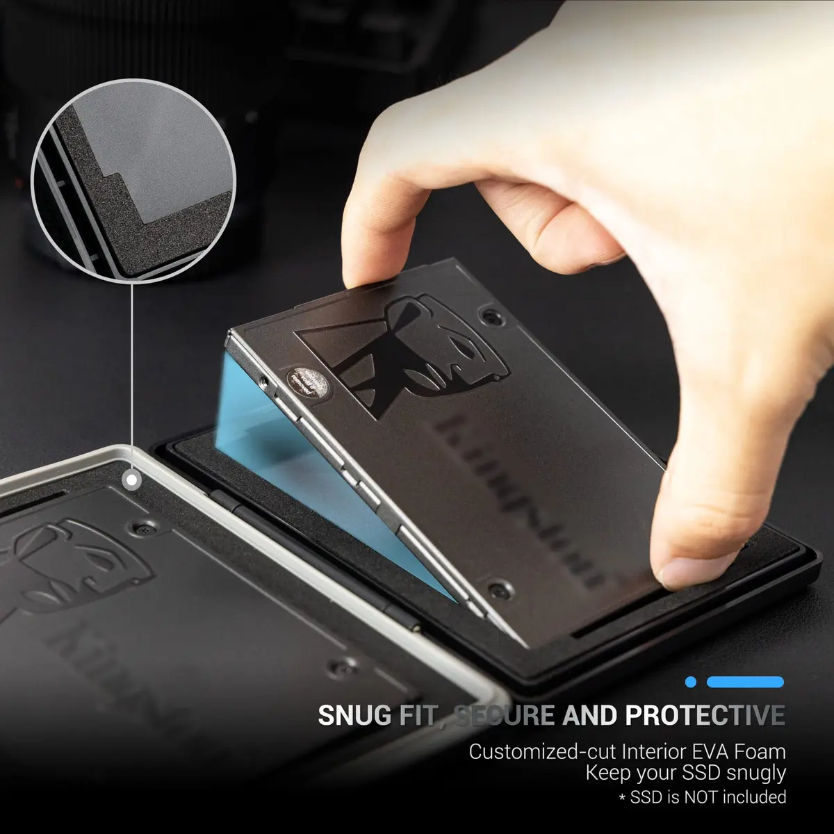 JJC 2-Slot 2.5 inch SSD Hard Drive Case | Water-Resistant & Shockproof Storage Box - view 2